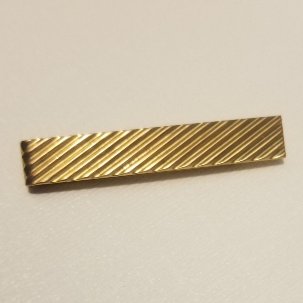 Vtg signed Swank gold-plated striped tie clip - Picture 2 of 4